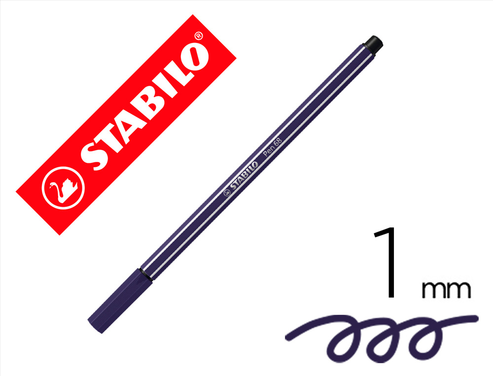 ROTULADOR STABILO ACUARELABLE PEN 68 AZUL PRUSIA PUNTA GRUESA 1MM