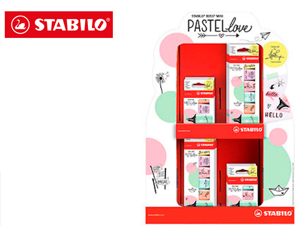 ROTULADOR STABILO BOSS MINI PASTEL LOVE EXPOSITOR DE 72 UNIDADES COLORES SURTIDOS