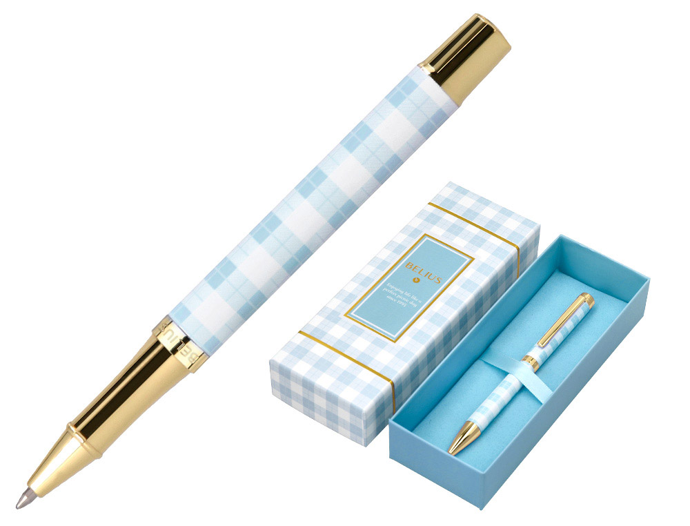 ROLLER BELIUS PERFECT PICNIC DAY ALUMINIO AZUL CELESTE DORADO TINTA COLOR NEGRO CAJA DE DISEO