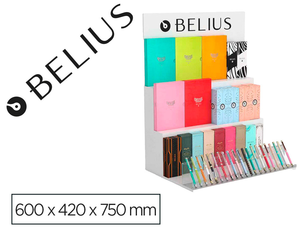 EXPOSITOR LOTE BELIUS SOBREMESA BLANCO 36 PIEZAS 3 NIVELES MDF 600X420X750 MM