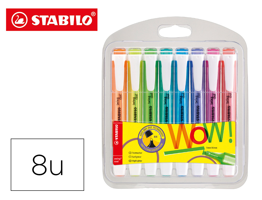 ROTULADOR STABILO FLUORESCENTE SWING COOL ESTUCHE 8 UNIDADES COLORES SURTIDOS