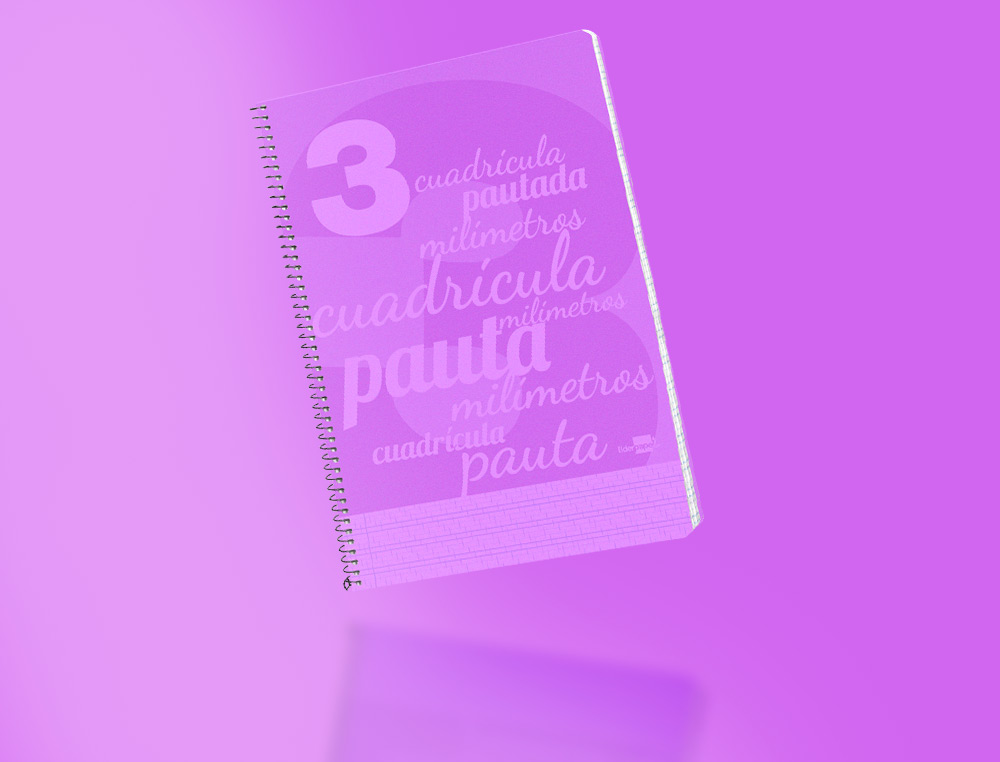 CUADERNO ESPIRAL LIDERPAPEL FOLIO PAUTAGUIA TAPA PLASTICO 80H 75GR CUADRO PAUTADO 3MM CON MARGEN COLOR VIOLETA