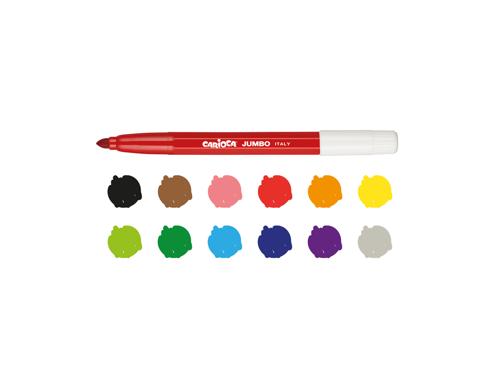 ROTULADOR CARIOCA JUMBO PUNTA GRUESA ESTUCHE DE 12 UNIDADES COLORES SURTIDOS