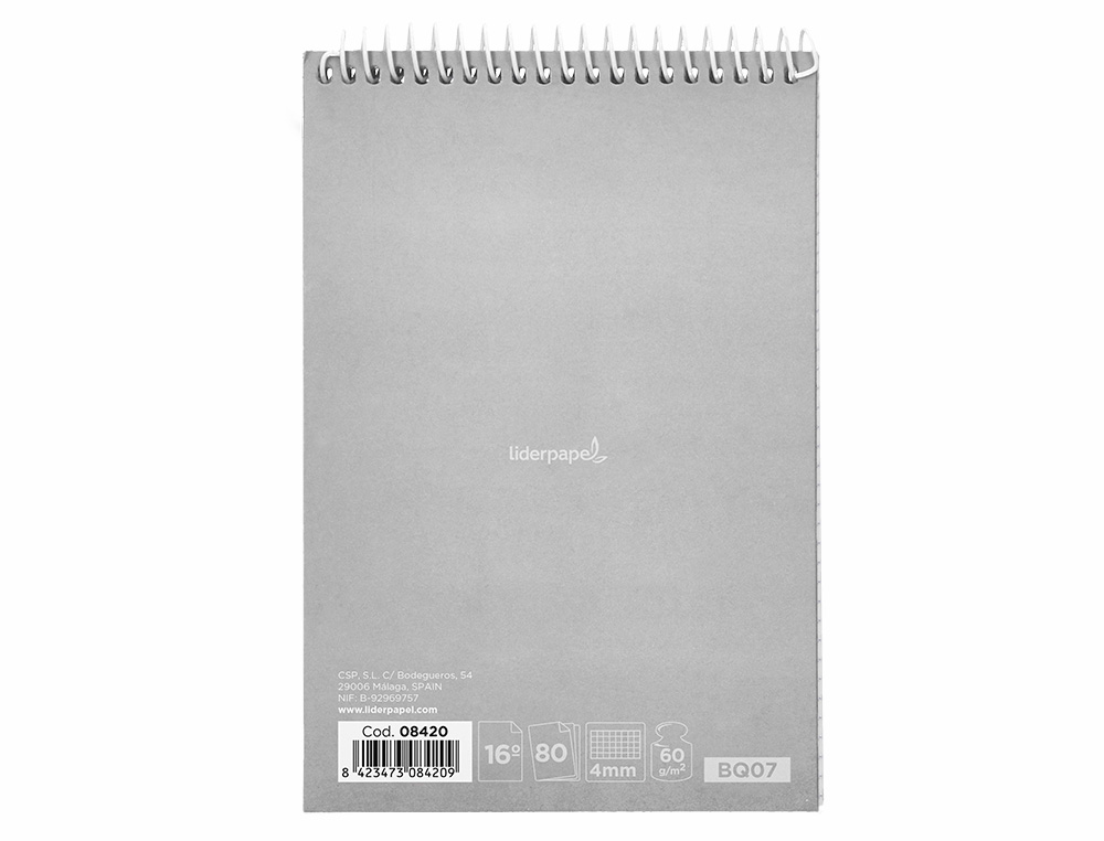 CUADERNO ESPIRAL LIDERPAPEL BOLSILLO DIECISEIAVO APAISADO WITTY TAPA DURA DURA 80H 60GR CUADRO 4 MM COLORES SURTIDOS