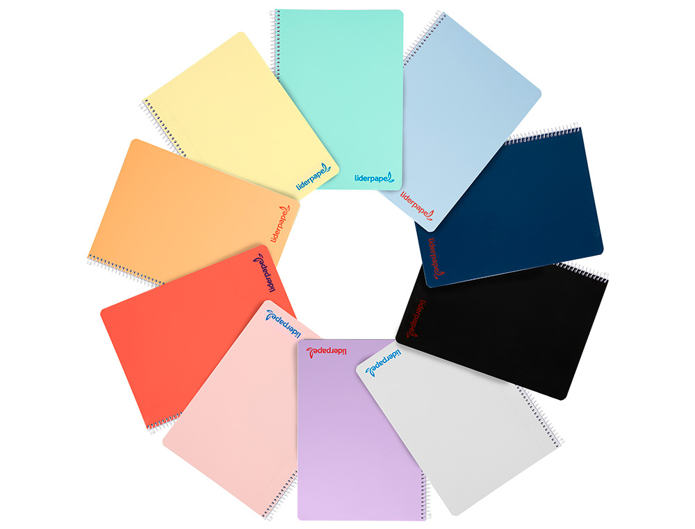 CUADERNO ESPIRAL LIDERPAPEL A4 WONDER TAPA PLASTICO 80H 90GR CUADRO 4MM CON MARGEN COLORES SURTIDOS