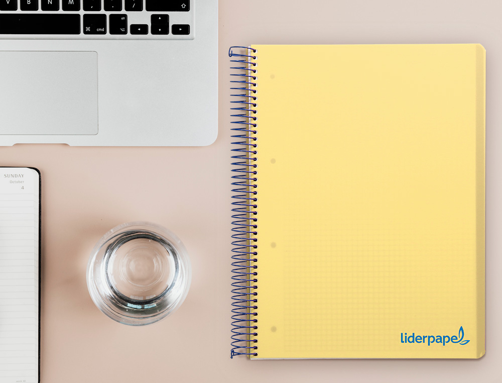 CUADERNO ESPIRAL LIDERPAPEL A4 MICRO WONDER TAPA PLASTICO 120H 90 GR CUADRO 5MM 5 BANDA 4 TALADROS COLOR AMARILLO