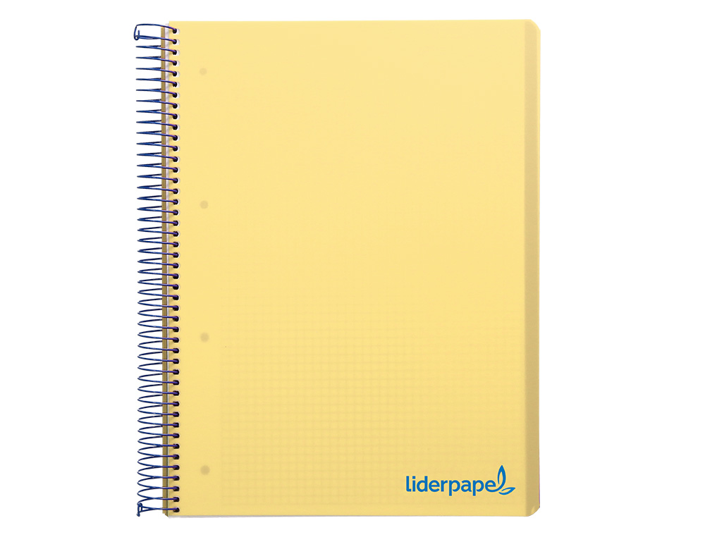 CUADERNO ESPIRAL LIDERPAPEL A4 MICRO WONDER TAPA PLASTICO 120H 90 GR CUADRO 5MM 5 BANDA 4 TALADROS COLOR AMARILLO