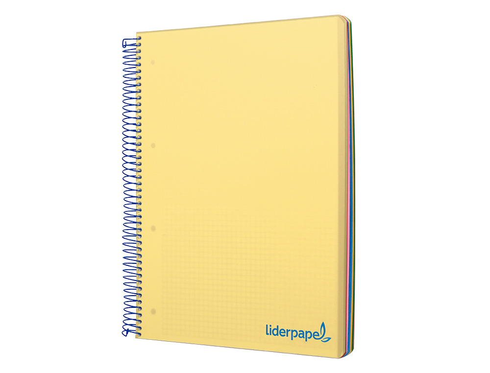 CUADERNO ESPIRAL LIDERPAPEL A4 MICRO WONDER TAPA PLASTICO 120H 90 GR CUADRO 5MM 5 BANDA 4 TALADROS COLOR AMARILLO