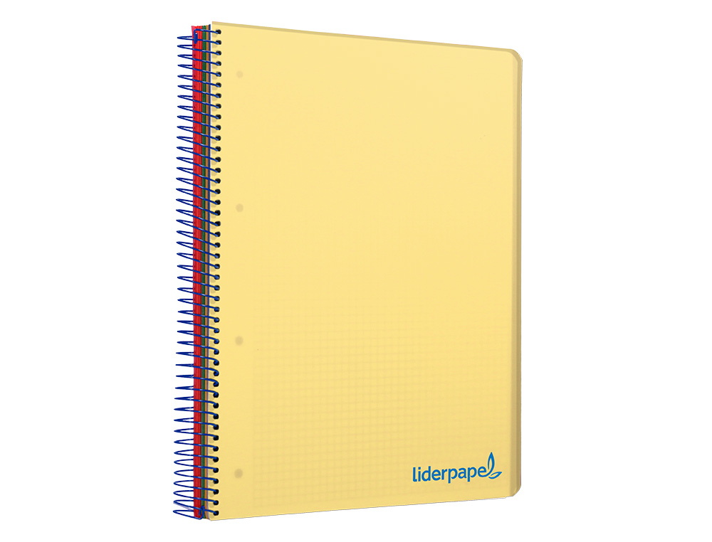 CUADERNO ESPIRAL LIDERPAPEL A4 MICRO WONDER TAPA PLASTICO 120H 90 GR CUADRO 5MM 5 BANDA 4 TALADROS COLOR AMARILLO