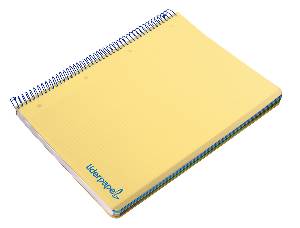 CUADERNO ESPIRAL LIDERPAPEL A4 MICRO WONDER TAPA PLASTICO 120H 90 GR CUADRO 5MM 5 BANDA 4 TALADROS COLOR AMARILLO