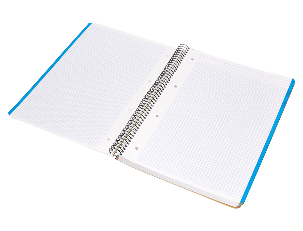 CUADERNO ESPIRAL LIDERPAPEL A4 MICRO WONDER TAPA PLASTICO 120H 90 GR CUADRO 5MM 5 BANDA 4 TALADROS COLOR AMARILLO