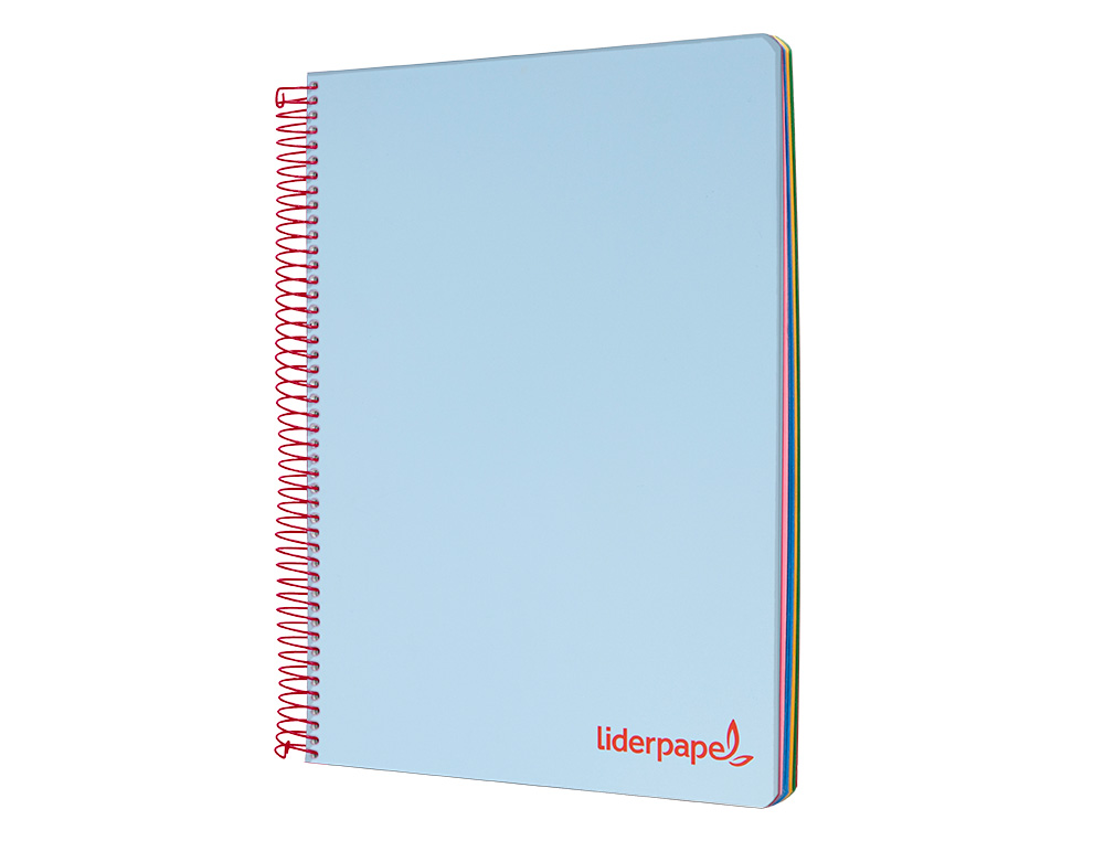 CUADERNO ESPIRAL LIDERPAPEL A4 MICRO WONDER TAPA PLASTICO 120H 90 GR CUADRO 5MM 5 BANDA 4 TALADROS COLOR CELESTE