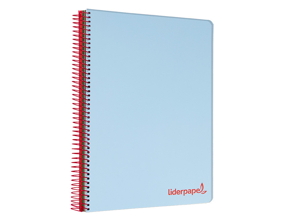 CUADERNO ESPIRAL LIDERPAPEL A4 MICRO WONDER TAPA PLASTICO 120H 90 GR CUADRO 5MM 5 BANDA 4 TALADROS COLOR CELESTE