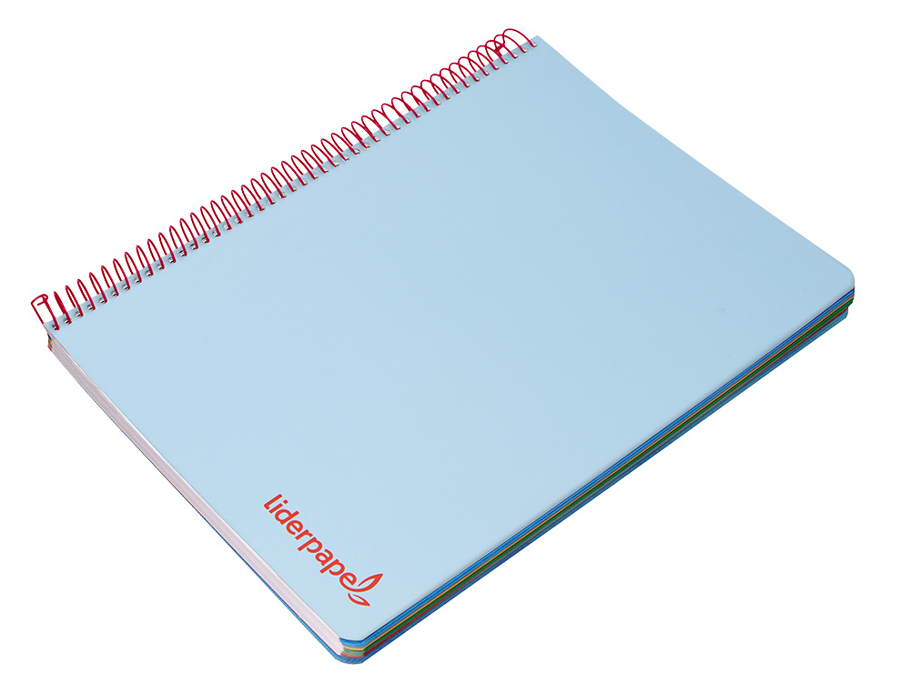 CUADERNO ESPIRAL LIDERPAPEL A4 MICRO WONDER TAPA PLASTICO 120H 90 GR CUADRO 5MM 5 BANDA 4 TALADROS COLOR CELESTE