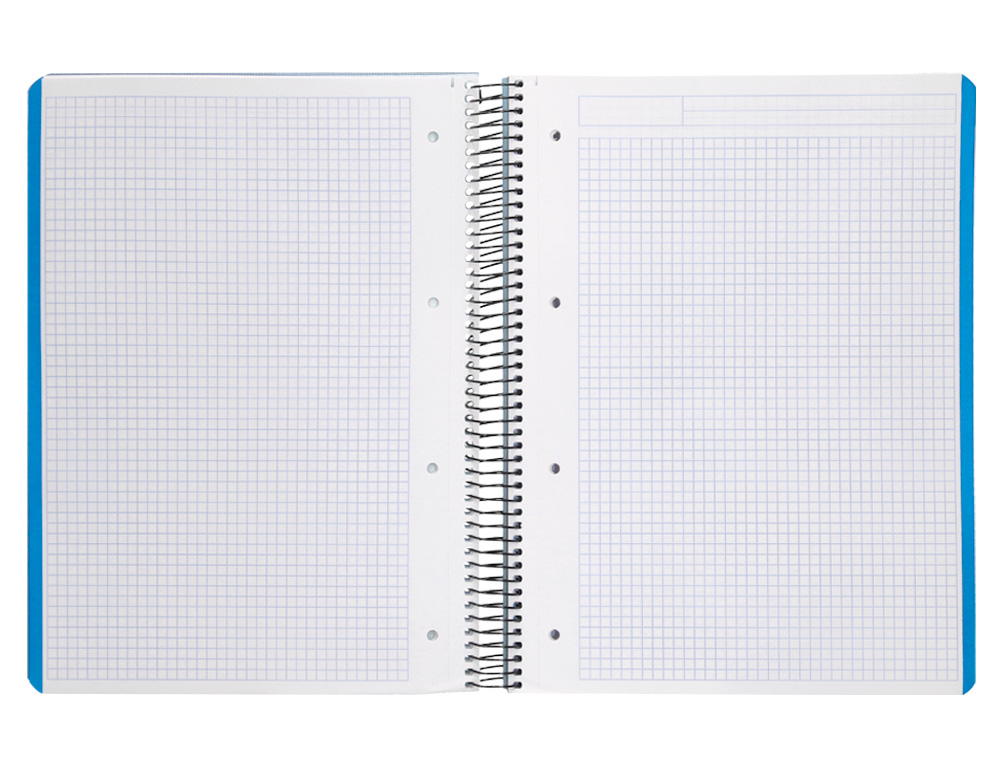 CUADERNO ESPIRAL LIDERPAPEL A4 MICRO WONDER TAPA PLASTICO 120H 90 GR CUADRO 5MM 5 BANDA 4 TALADROS COLOR CELESTE