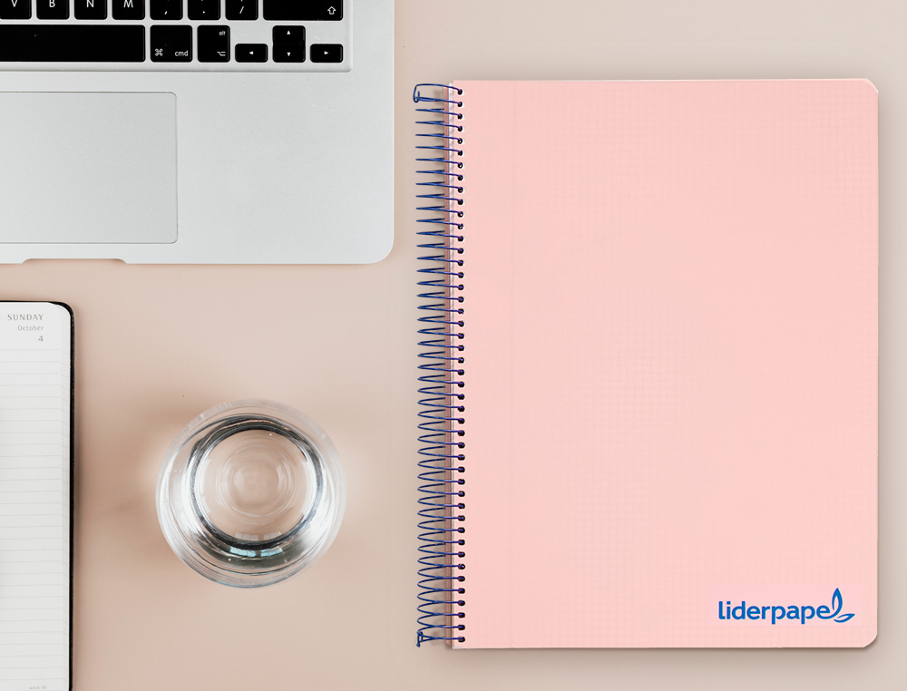 CUADERNO ESPIRAL LIDERPAPEL A4 MICRO WONDER TAPA PLASTICO 120H 90 GR CUADRO 5MM 5 BANDAS 4 TALADROS COLOR ROSA