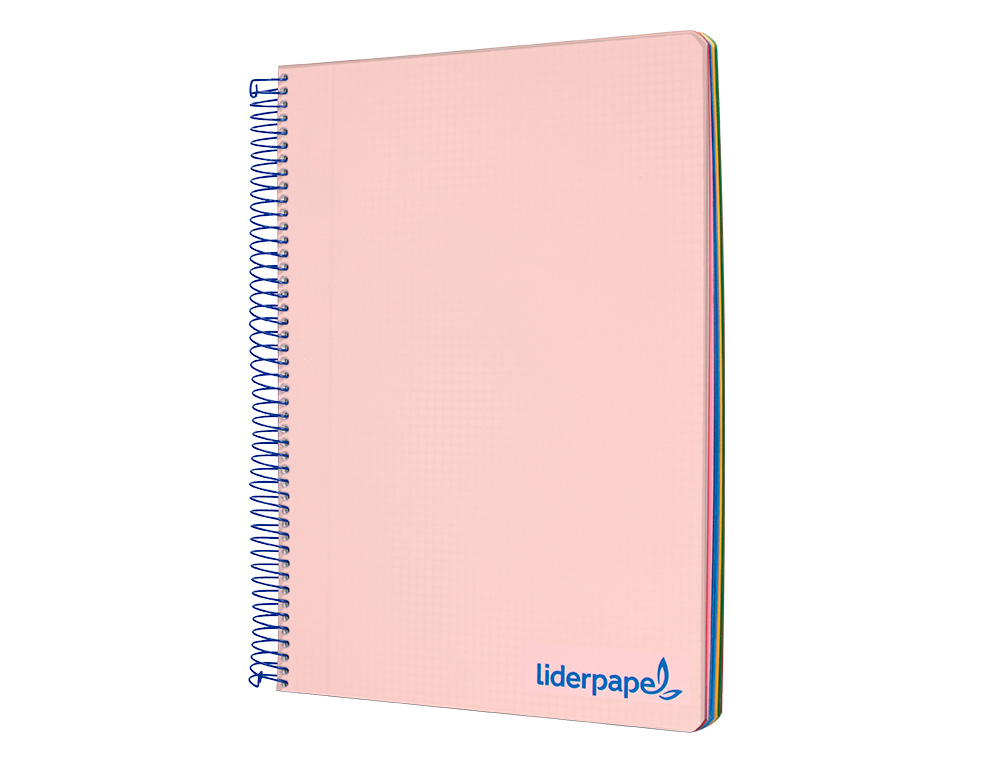 CUADERNO ESPIRAL LIDERPAPEL A4 MICRO WONDER TAPA PLASTICO 120H 90 GR CUADRO 5MM 5 BANDAS 4 TALADROS COLOR ROSA