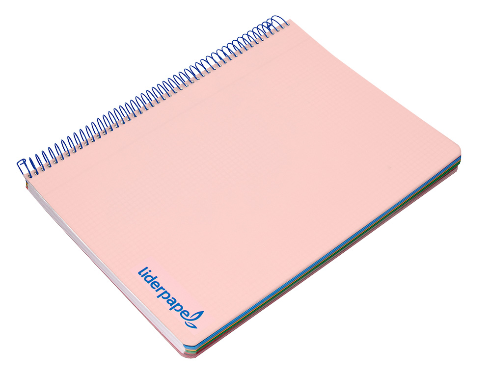 CUADERNO ESPIRAL LIDERPAPEL A4 MICRO WONDER TAPA PLASTICO 120H 90 GR CUADRO 5MM 5 BANDAS 4 TALADROS COLOR ROSA