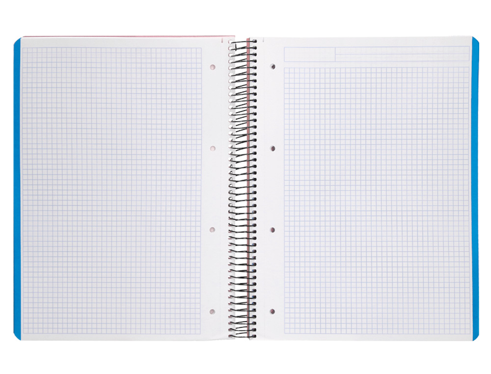 CUADERNO ESPIRAL LIDERPAPEL A4 MICRO WONDER TAPA PLASTICO 120H 90 GR CUADRO 5MM 5 BANDAS 4 TALADROS COLOR ROSA