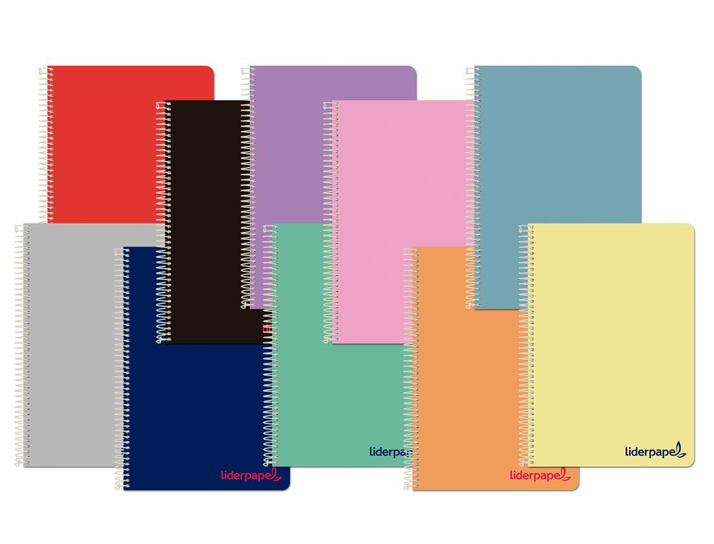 CUADERNO ESPIRAL LIDERPAPEL A5 WONDER TAPA PLASTICO 80H 90G RAYADO HORIZONTAL CON MARGEN COLORES SURTIDOS