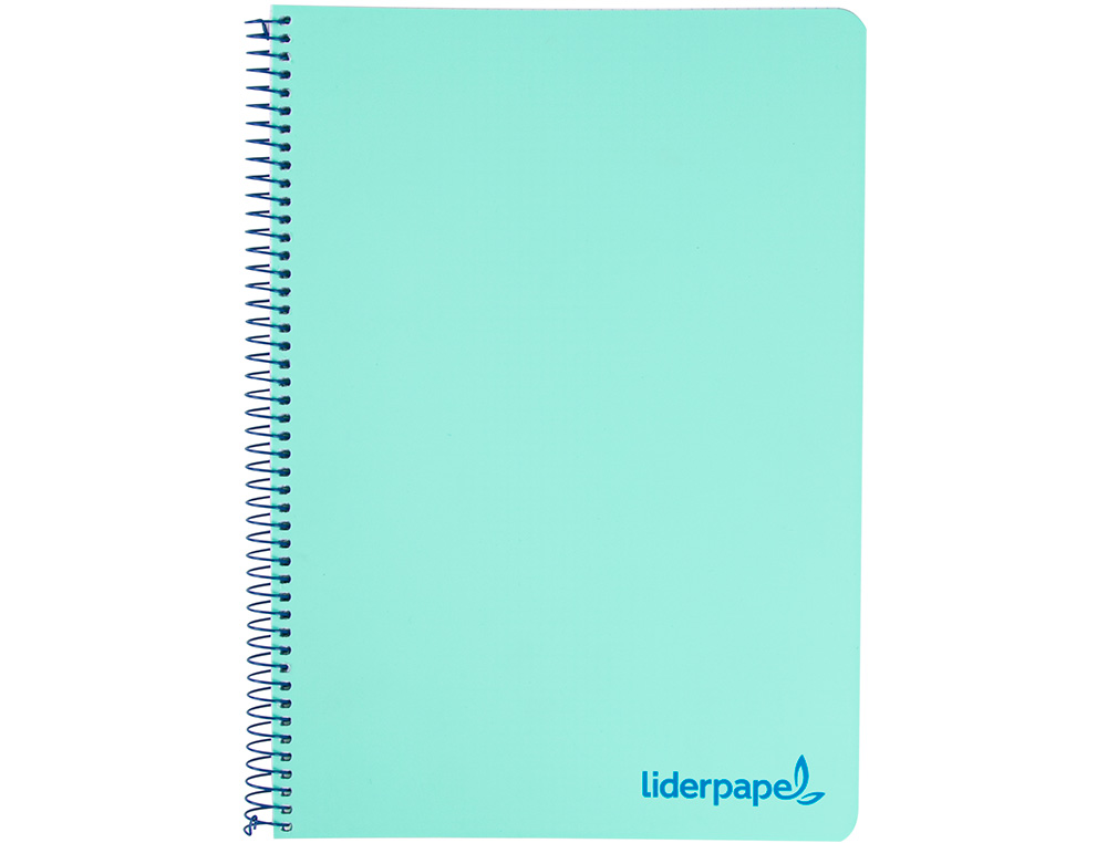 CUADERNO ESPIRAL LIDERPAPEL A5 MICRO WONDER TAPA PLASTICO 120H 90G CUADRO 5MM 5 BANDAS 6 TALADRO COLOR VERDE TURQUESA