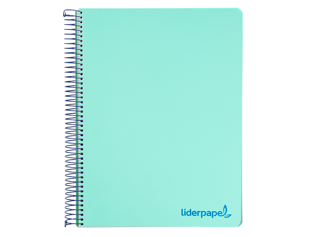 CUADERNO ESPIRAL LIDERPAPEL A5 MICRO WONDER TAPA PLASTICO 120H 90G CUADRO 5MM 5 BANDAS 6 TALADRO COLOR VERDE TURQUESA