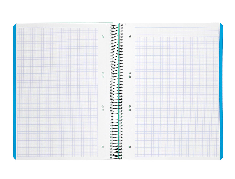 CUADERNO ESPIRAL LIDERPAPEL A5 MICRO WONDER TAPA PLASTICO 120H 90G CUADRO 5MM 5 BANDAS 6 TALADRO COLOR VERDE TURQUESA
