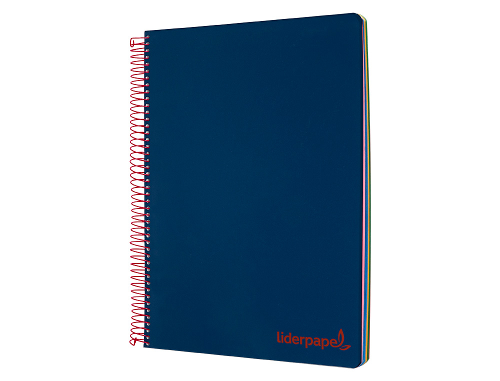 CUADERNO ESPIRAL LIDERPAPEL A5 MICRO WONDER TAPA PLASTICO 120H 90G CUADRO 5MM 5 BANDAS 6 TALADROS COLOR AZUL MARINO