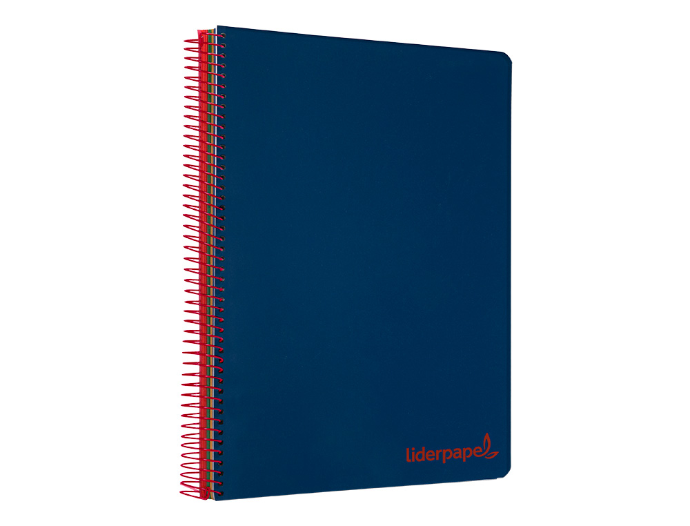CUADERNO ESPIRAL LIDERPAPEL A5 MICRO WONDER TAPA PLASTICO 120H 90G CUADRO 5MM 5 BANDAS 6 TALADROS COLOR AZUL MARINO