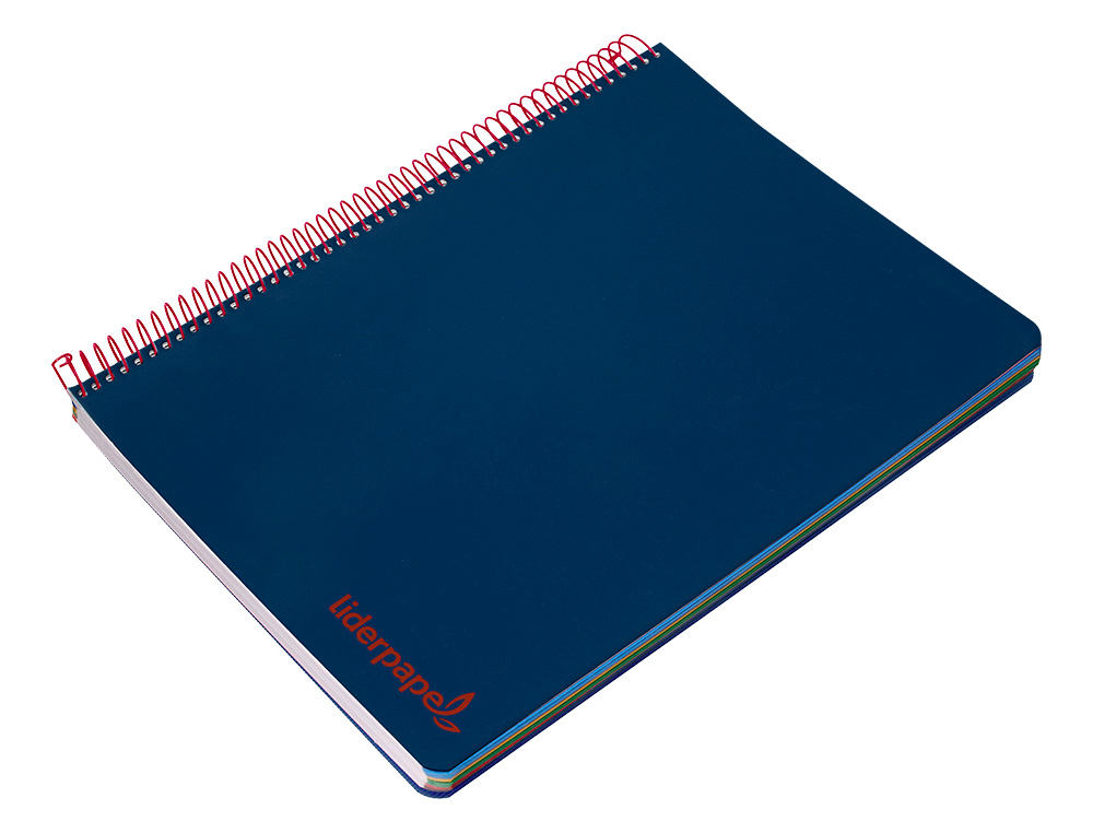 CUADERNO ESPIRAL LIDERPAPEL A5 MICRO WONDER TAPA PLASTICO 120H 90G CUADRO 5MM 5 BANDAS 6 TALADROS COLOR AZUL MARINO