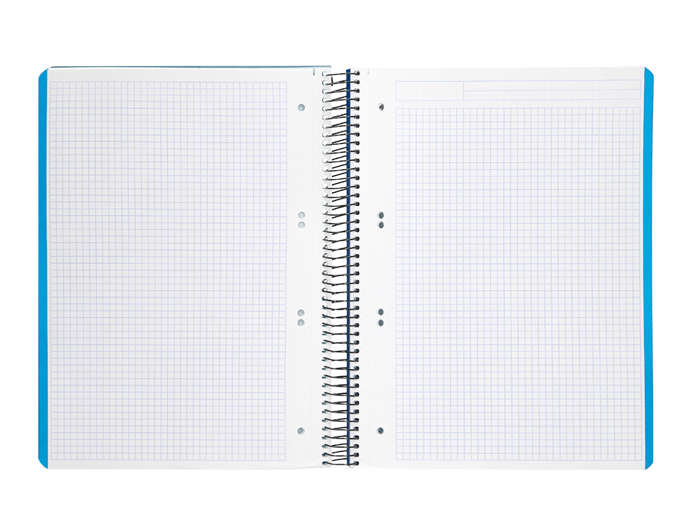 CUADERNO ESPIRAL LIDERPAPEL A5 MICRO WONDER TAPA PLASTICO 120H 90G CUADRO 5MM 5 BANDAS 6 TALADROS COLOR AZUL MARINO