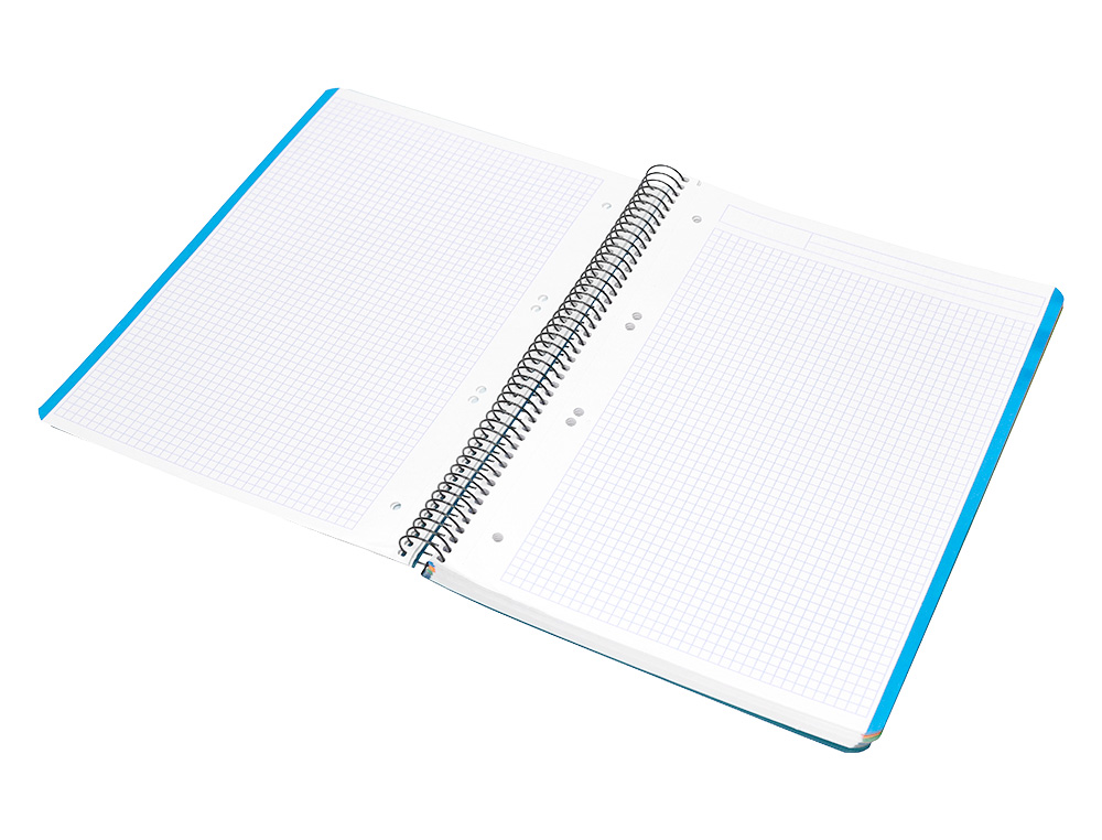 CUADERNO ESPIRAL LIDERPAPEL A5 MICRO WONDER TAPA PLASTICO 120H 90G CUADRO 5MM 5 BANDAS 6 TALADROS COLOR AZUL MARINO