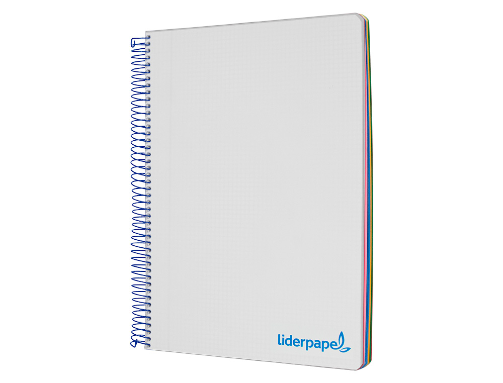 CUADERNO ESPIRAL LIDERPAPEL A5 MICRO WONDER TAPA PLASTICO 120H 90G CUADRO 5MM 5 BANDAS 6 TALADROS COLOR GRIS