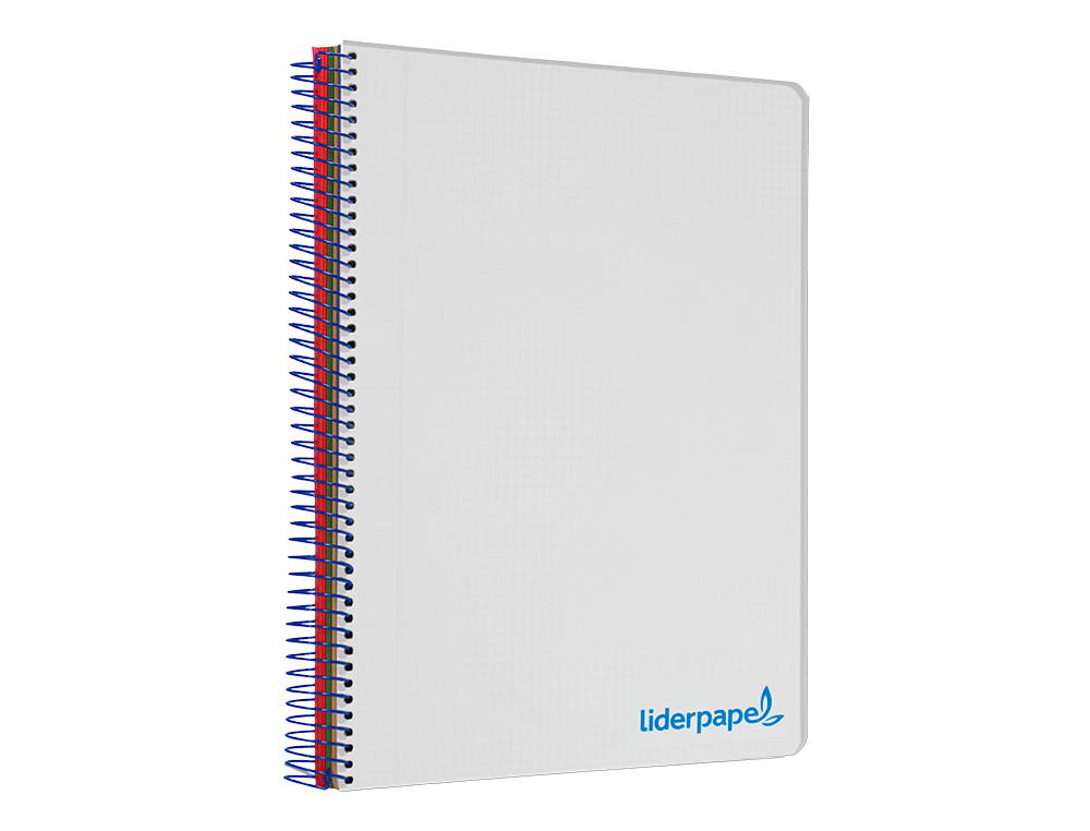 CUADERNO ESPIRAL LIDERPAPEL A5 MICRO WONDER TAPA PLASTICO 120H 90G CUADRO 5MM 5 BANDAS 6 TALADROS COLOR GRIS