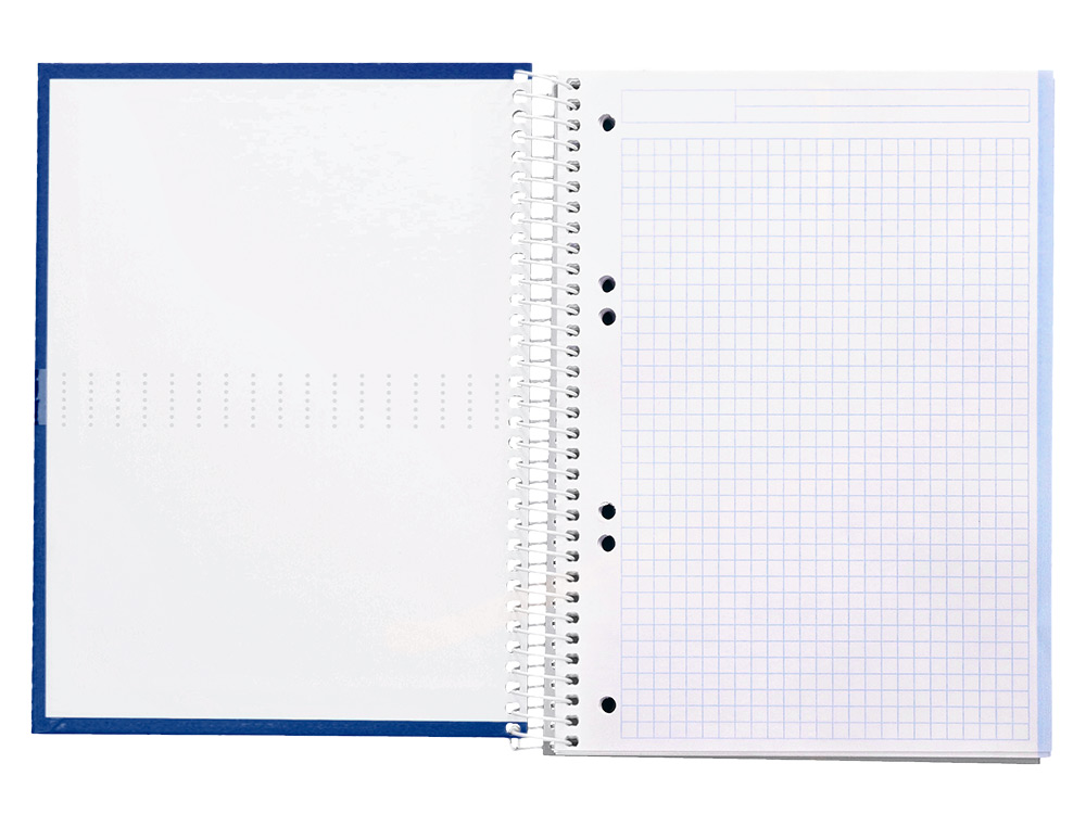 CUADERNO ESPIRAL LIDERPAPEL A5 MICRO CRAFTY TAPA FORRADA 120H 90 GR CUADRO 5MM 5 BANDAS6 TALADROS COLOR AZUL