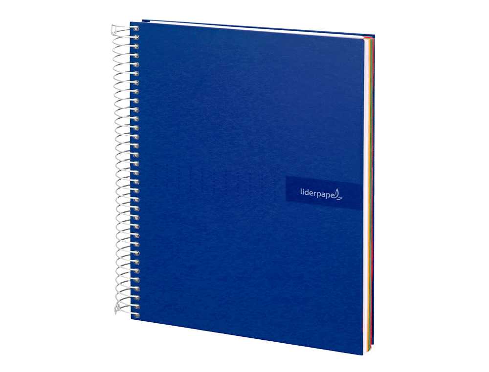 CUADERNO ESPIRAL LIDERPAPEL A5 MICRO CRAFTY TAPA FORRADA 120H 90 GR CUADRO 5MM 5 BANDAS6 TALADROS COLOR AZUL