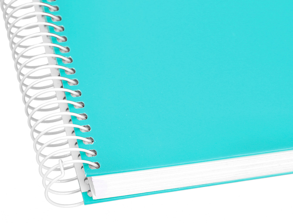 CUADERNO ESPIRAL LIDERPAPEL A5 MICRO CRAFTY TAPA FORRADA 120H 90GR CUADRO 5MM 5 BANDAS 6 TALADROS COLOR TURQUESA