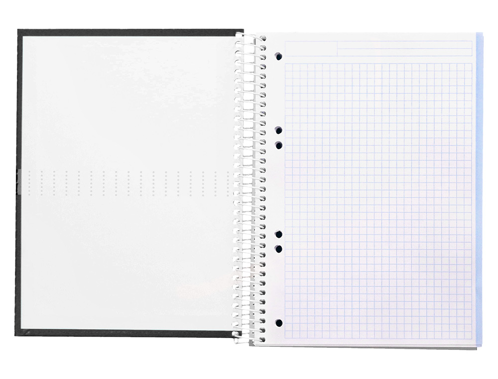 CUADERNO ESPIRAL LIDERPAPEL A5 MICRO CRAFTY TAPA FORRADA 120H 90GR CUADRO 5MM 5 BANDAS 6 TALADROS COLOR NEGRO