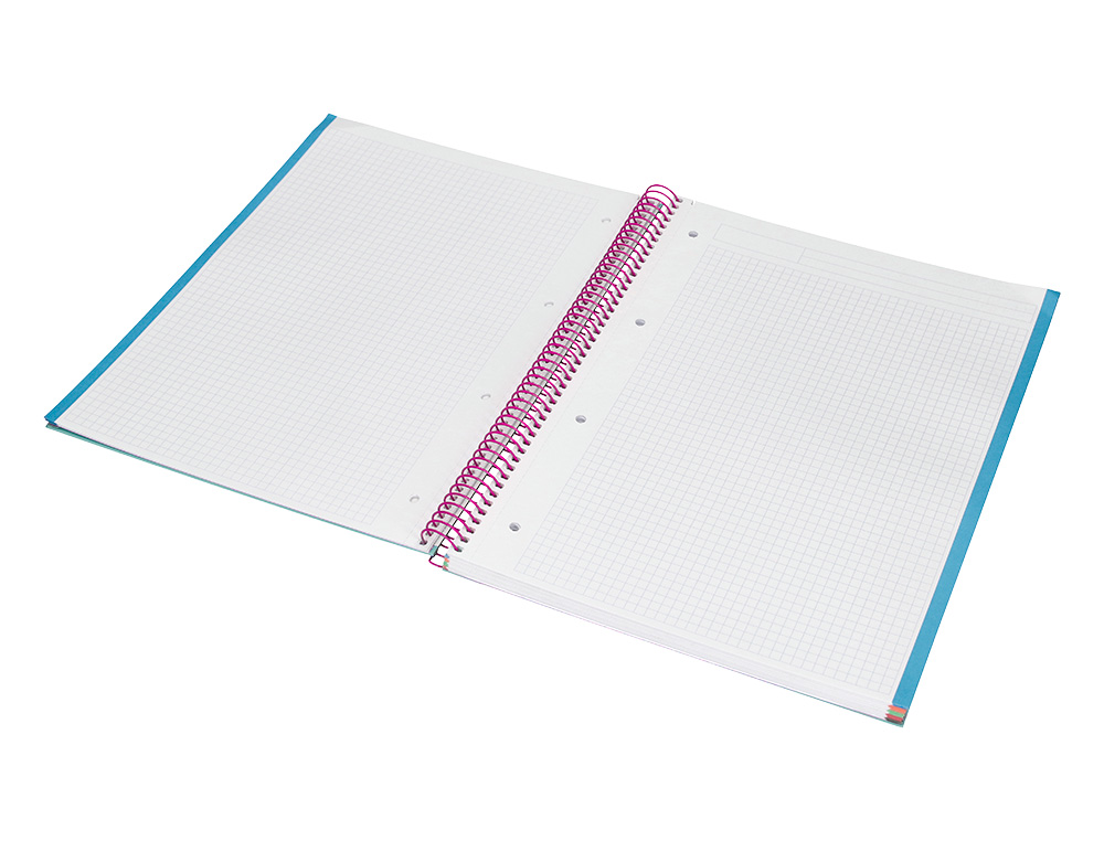 CUADERNO ESPIRAL LIDERPAPEL A4 MICRO JOLLY TAPA FORRADA 140H 75 GR CUADRO 5MM 5 BANDAS4 TALADROS COLOR TURQUESA