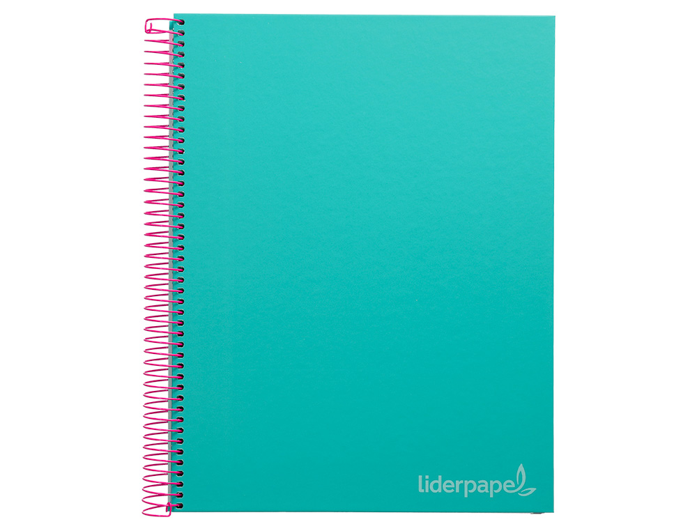 CUADERNO ESPIRAL LIDERPAPEL A4 MICRO JOLLY TAPA FORRADA 140H 75 GR CUADRO 5MM 5 BANDAS4 TALADROS COLOR TURQUESA