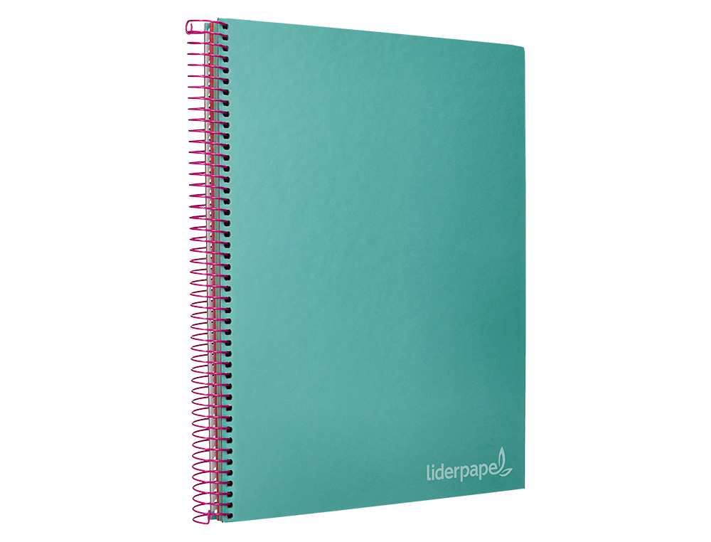 CUADERNO ESPIRAL LIDERPAPEL A4 MICRO JOLLY TAPA FORRADA 140H 75 GR CUADRO 5MM 5 BANDAS4 TALADROS COLOR TURQUESA