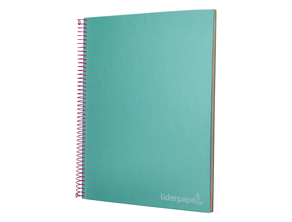 CUADERNO ESPIRAL LIDERPAPEL A4 MICRO JOLLY TAPA FORRADA 140H 75 GR CUADRO 5MM 5 BANDAS4 TALADROS COLOR TURQUESA