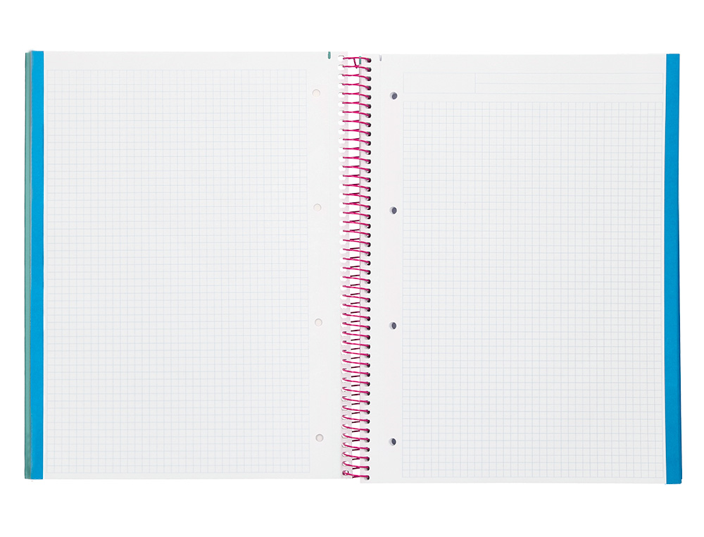 CUADERNO ESPIRAL LIDERPAPEL A4 MICRO JOLLY TAPA FORRADA 140H 75 GR CUADRO 5MM 5 BANDAS4 TALADROS COLOR TURQUESA