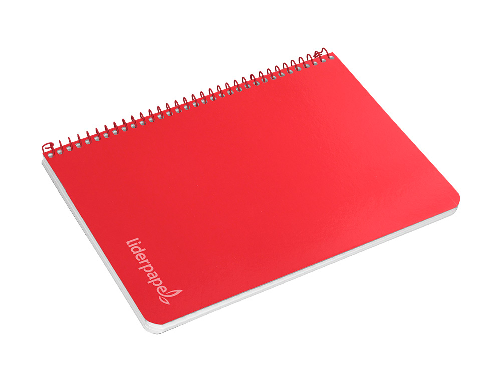 CUADERNO ESPIRAL LIDERPAPEL CUARTO WITTY TAPA DURA 80H 75GR CUADRO 4MM CON MARGEN COLOR ROJO