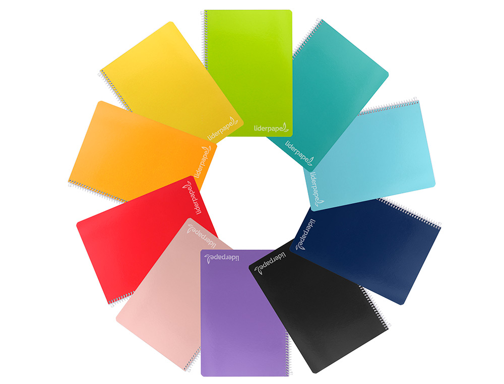 CUADERNO ESPIRAL LIDERPAPEL FOLIO WITTY TAPA DURA 80H 75GR CUADRO 6MM CON MARGEN COLORES SURTIDOS