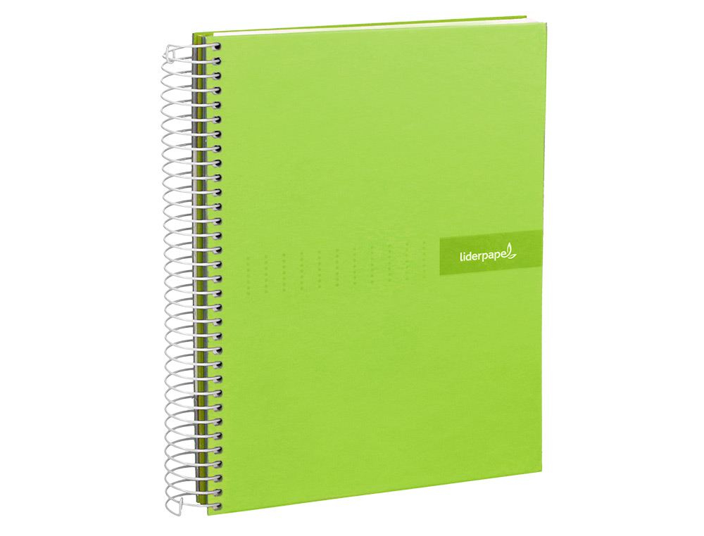 CUADERNO ESPIRAL LIDERPAPEL A4 CRAFTY TAPA FORRADA 80H 90 GR CUADRO 4MM CON MARGEN COLOR VERDE