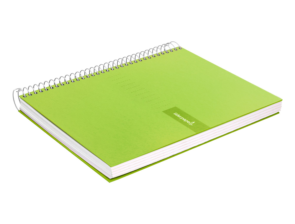 CUADERNO ESPIRAL LIDERPAPEL A4 CRAFTY TAPA FORRADA 80H 90 GR CUADRO 4MM CON MARGEN COLOR VERDE