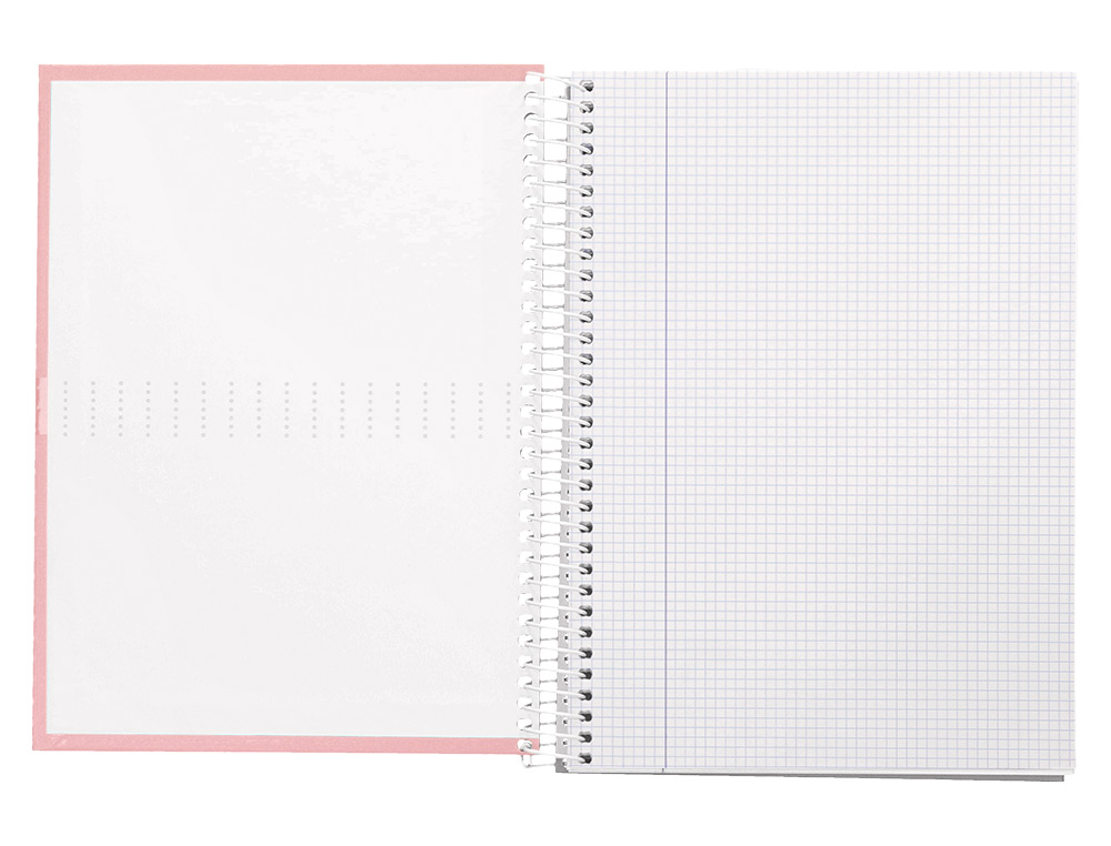CUADERNO ESPIRAL LIDERPAPEL A4 CRAFTY TAPA FORRADA 80H 90 GR CUADRO 4MM CON MARGEN COLOR ROSA