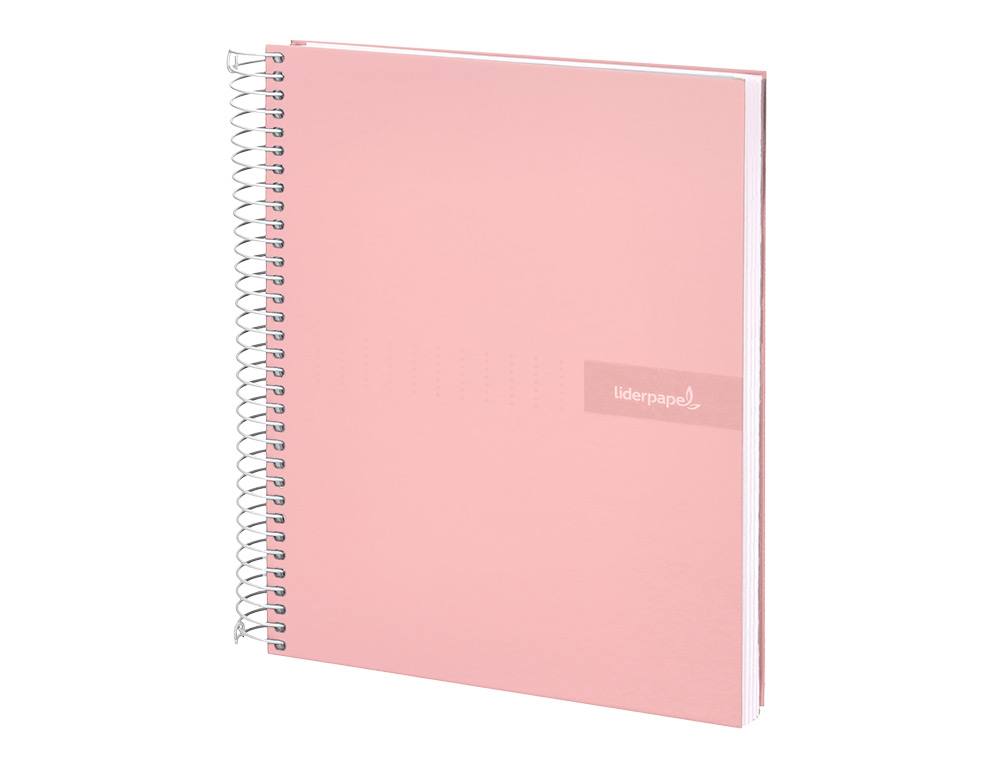 CUADERNO ESPIRAL LIDERPAPEL A4 CRAFTY TAPA FORRADA 80H 90 GR CUADRO 4MM CON MARGEN COLOR ROSA