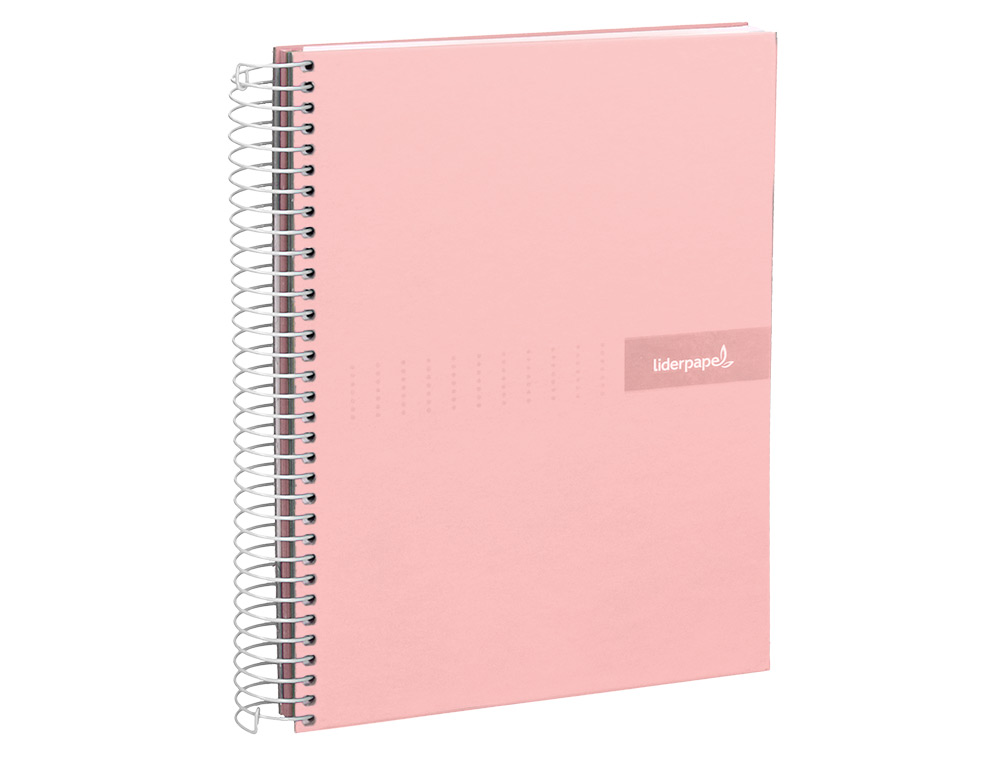 CUADERNO ESPIRAL LIDERPAPEL A4 CRAFTY TAPA FORRADA 80H 90 GR CUADRO 4MM CON MARGEN COLOR ROSA